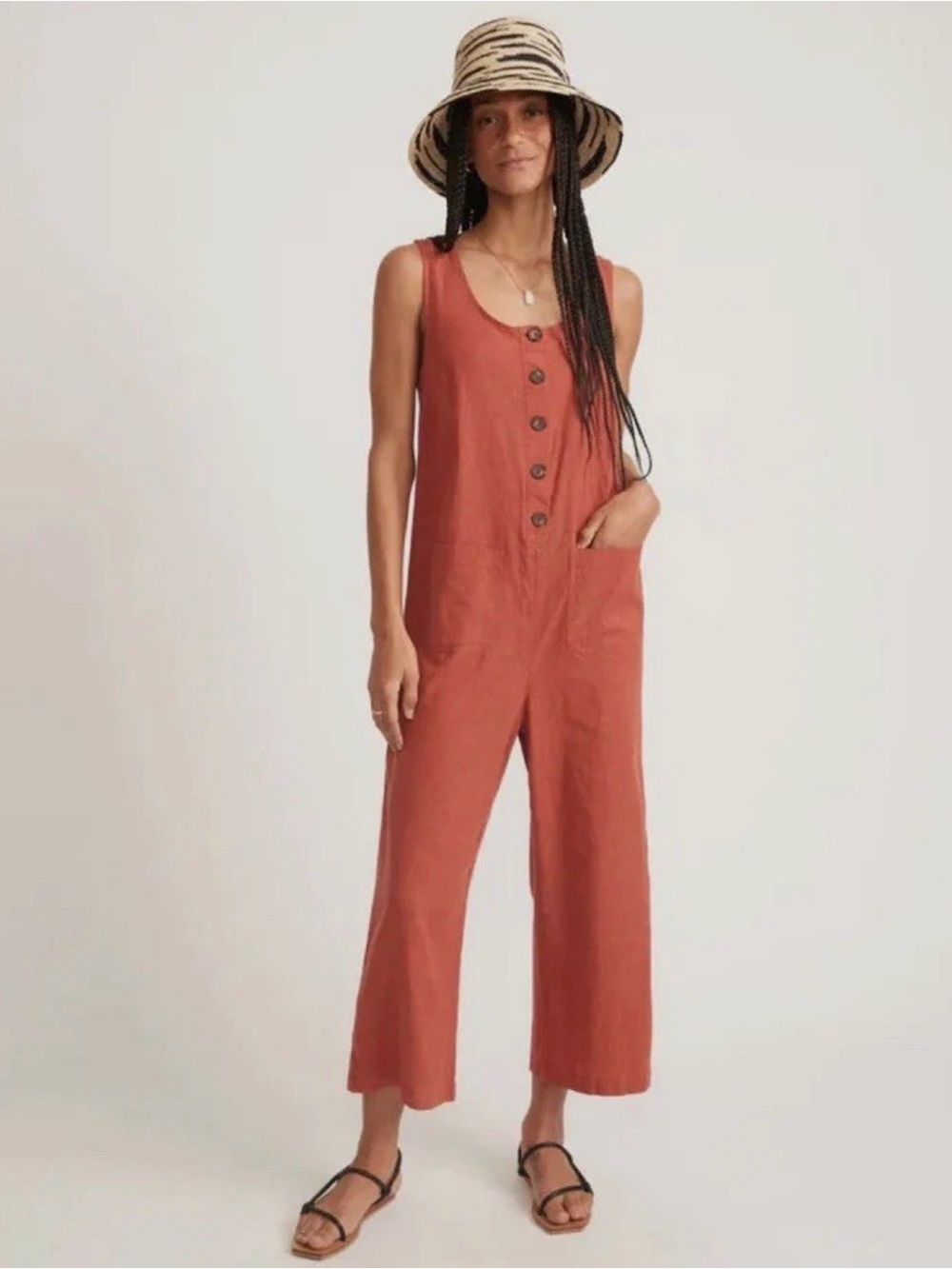 Marine Layer Sleeveless Button-Front Jumpsuit - Size M